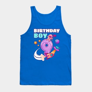 Birthday Boy 9 Years Old, Space Rocket, Astronaut Tank Top